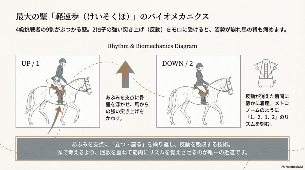 メトロノームのリズムと軽速歩における立つ・座るの反動吸収バイオメカニクス
