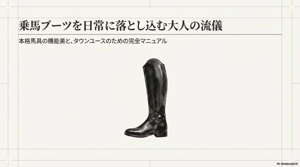 光沢のある美しい本革の黒い乗馬ブーツ