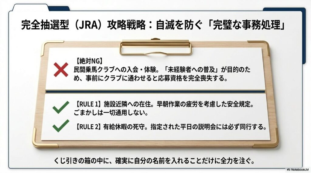 JRA乗馬スポーツ少年団における民間クラブ入会などの絶対NG事項