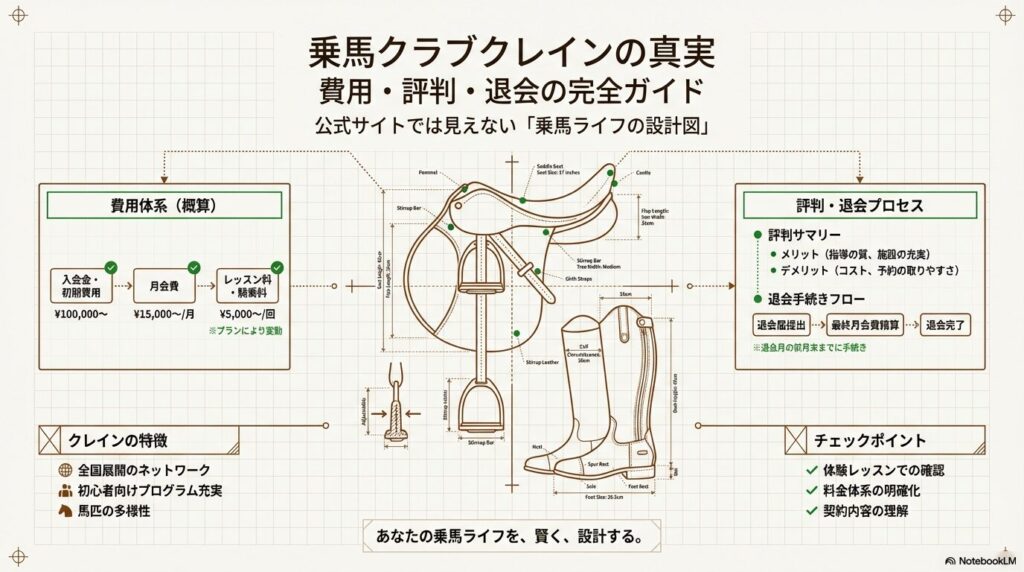 乗馬クラブクレインの評判と費用体系、退会プロセスをまとめた乗馬ライフの全体設計図