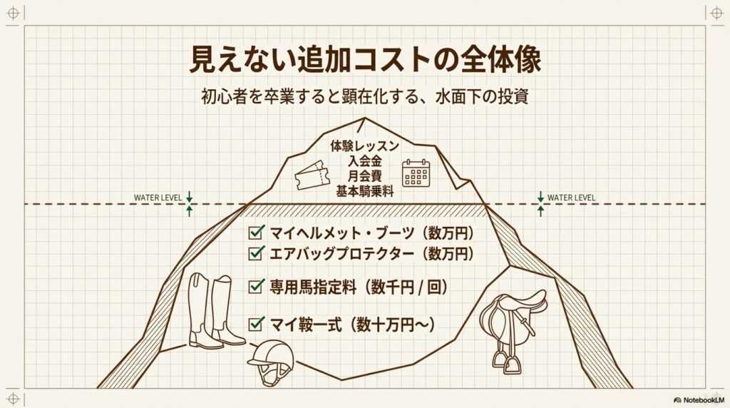 乗馬クラブクレインで初心者を卒業すると顕在化する専用馬指定料やマイ鞍などの水面下の投資