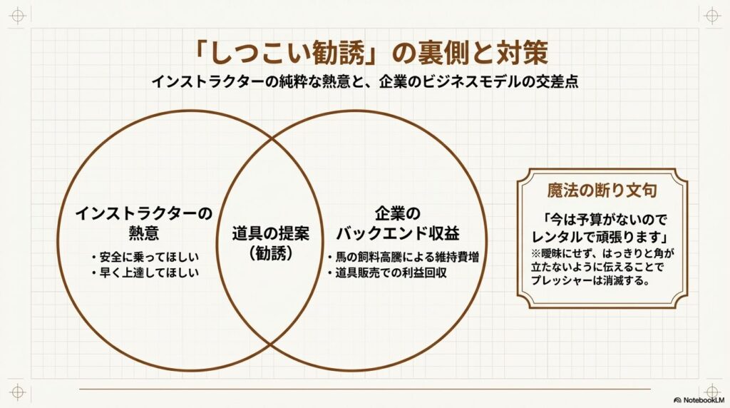 乗馬クラブクレインのインストラクターによる熱意と、バックエンド収益を目指す企業のビジネスモデルの構造
