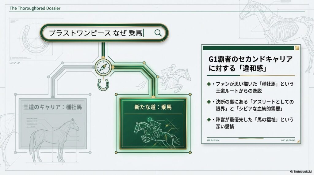 種牡馬という王道ルートから外れ、ブラストワンピースが新たな道として乗馬を選んだ背景