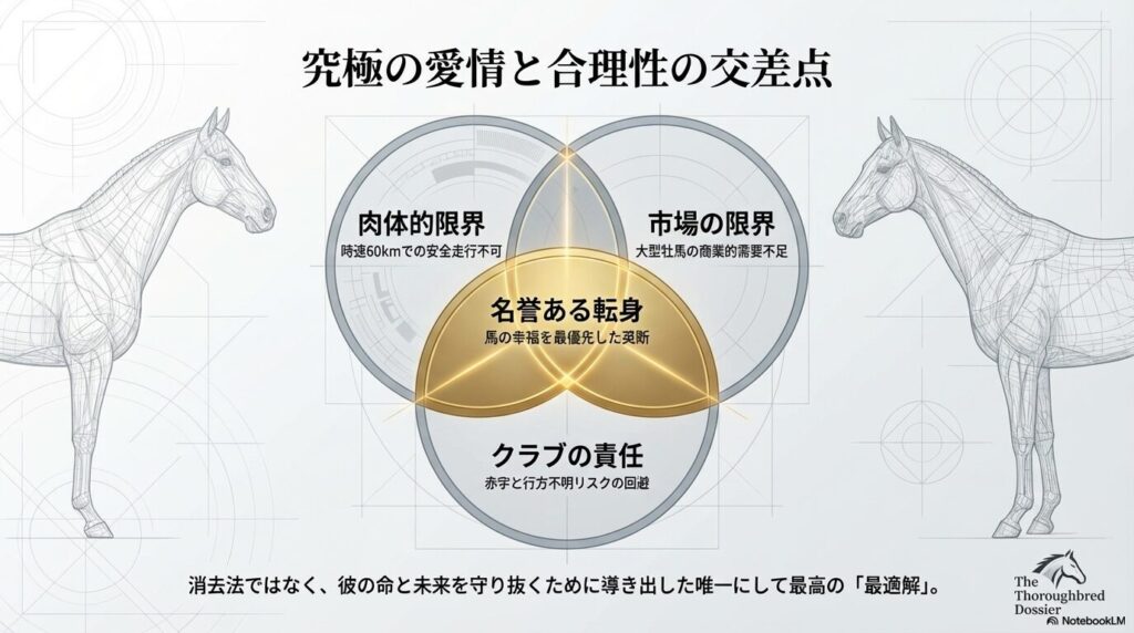 肉体的限界と市場の限界、クラブの責任から導かれたブラストワンピースの乗馬転向を図解
