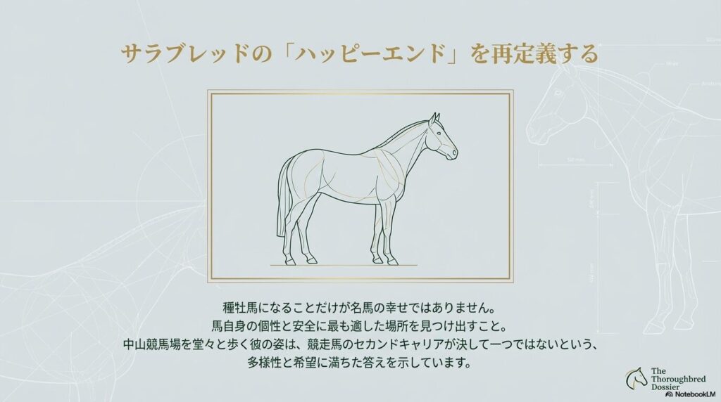 サラブレッドのセカンドキャリアの多様性とハッピーエンドを象徴する馬のシルエット