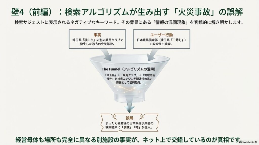 埼玉県狭山市の乗馬クラブ火災事故と日本乗馬倶楽部が検索アルゴリズムで混同されるメカニズム