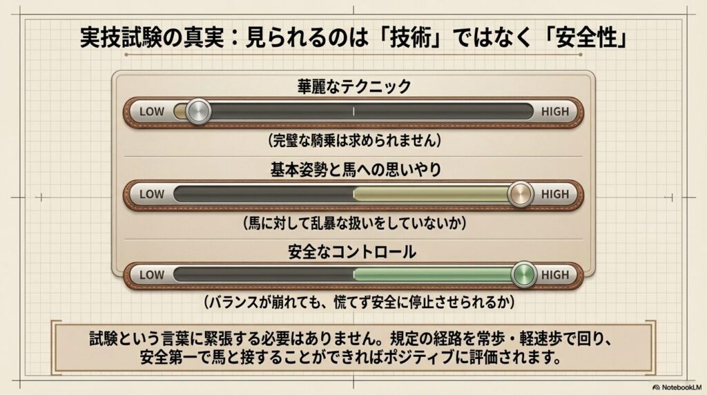 乗馬5級ライセンスの実技試験で評価される基本姿勢と安全なコントロール