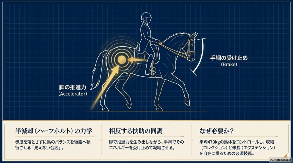 乗馬ライセンス2級の壁を突破する半減却（ハーフホルト）の力学と相反する複合扶助のメカニズム