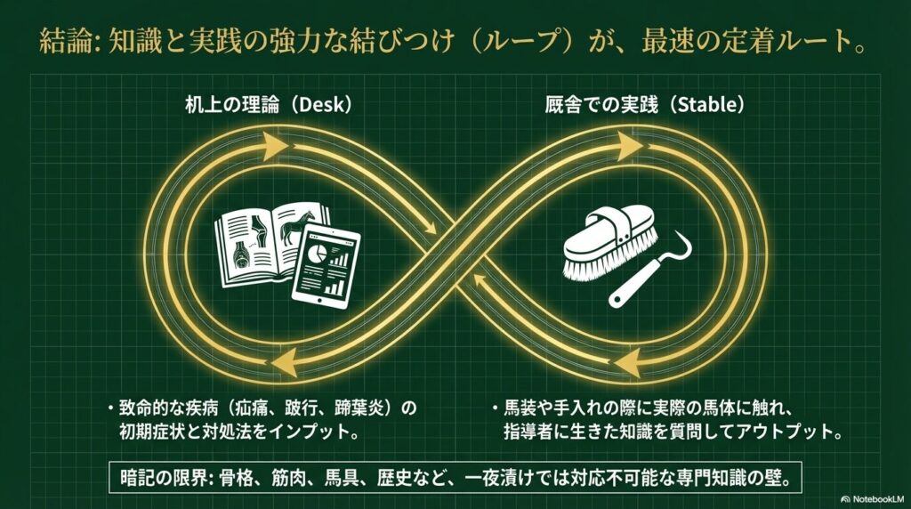 乗馬ライセンス2級の筆記試験対策における机上の理論と厩舎での実践を結ぶ効果的な学習ループ