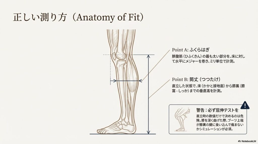 乗馬用長靴のふくらはぎと筒丈の正しい測り方と屈伸シミュレーションの重要性