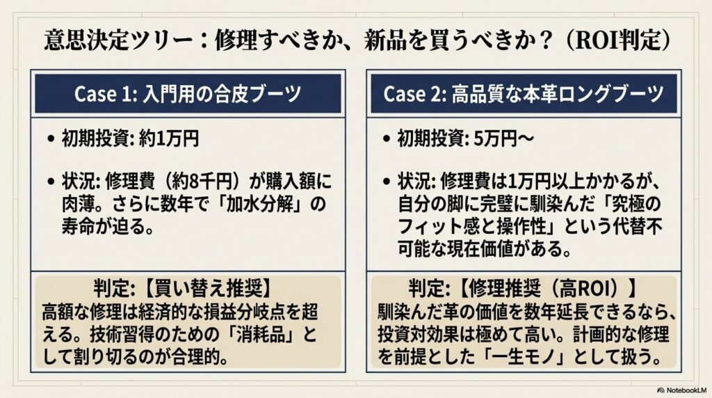 乗馬用長靴の修理か買い替えかを判断するための費用対効果（ROI）シミュレーション