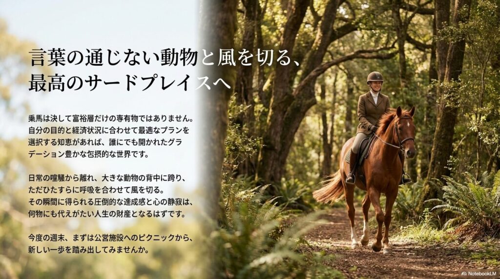 馬の背に乗り風を切って得られる達成感と最高のサードプレイス