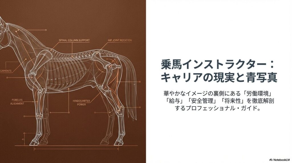 乗馬インストラクターのキャリアの現実と将来像を図解したアイキャッチ画像