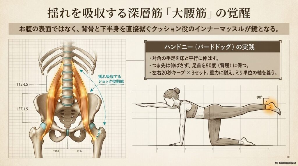 乗馬の姿勢を安定させる大腰筋の構造とハンドニートレーニングの正しい姿勢