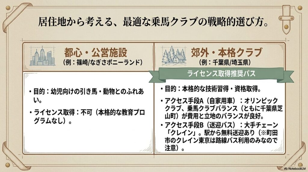 都心から郊外へ通う乗馬クラブの戦略的選び方とアクセス手段