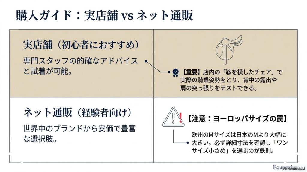 実店舗での試着とネット通販でのサイズ選びの注意点