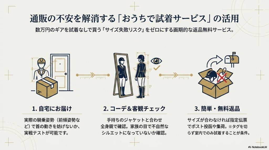 オンライン通販のサイズ選びの不安を解消する乗馬ヘルメットのおうちで試着サービス