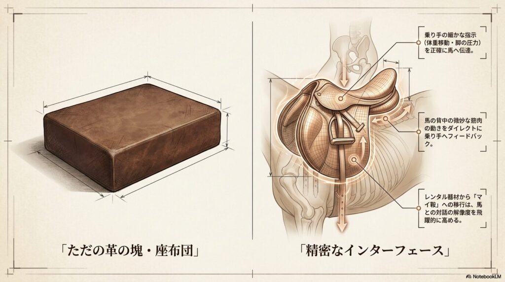 乗馬の鞍が果たす人馬一体の精密なインターフェースとしての役割