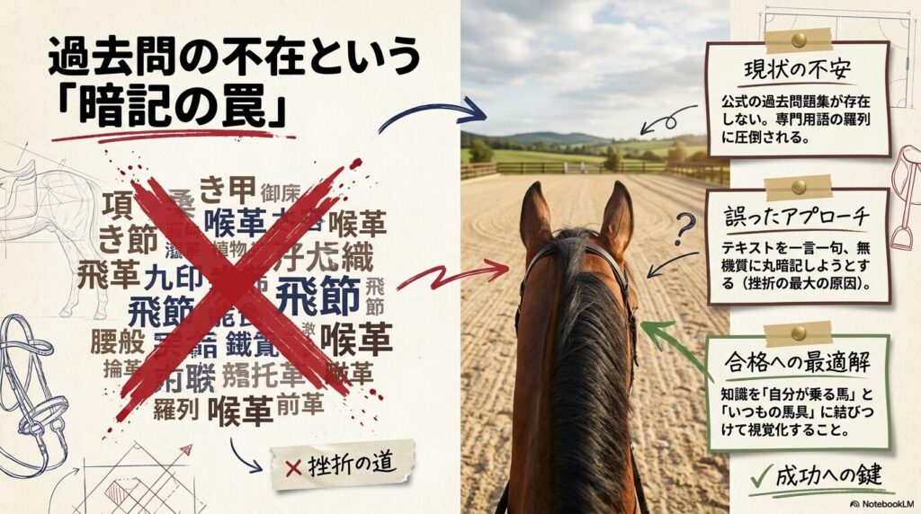 乗馬4級筆記試験の過去問がないことによる暗記の罠と挫折のループ