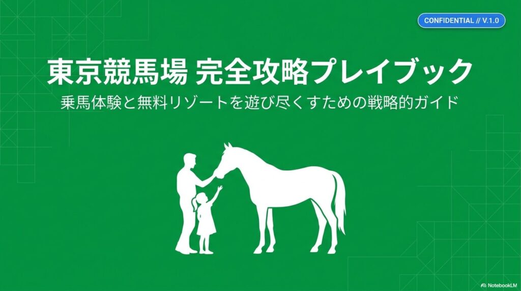 東京競馬場の完全攻略と乗馬体験を楽しむ親子と馬のシルエット