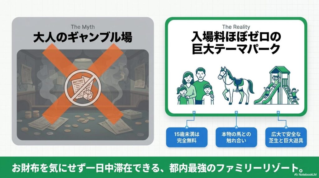 ギャンブル場のイメージから入場料ほぼゼロの巨大テーマパークへと進化した東京競馬場