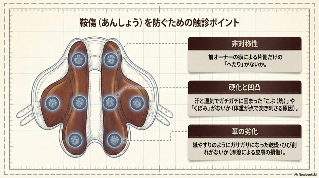 鞍傷を防ぐための鞍褥（クッション）の触診ポイントと劣化チェック